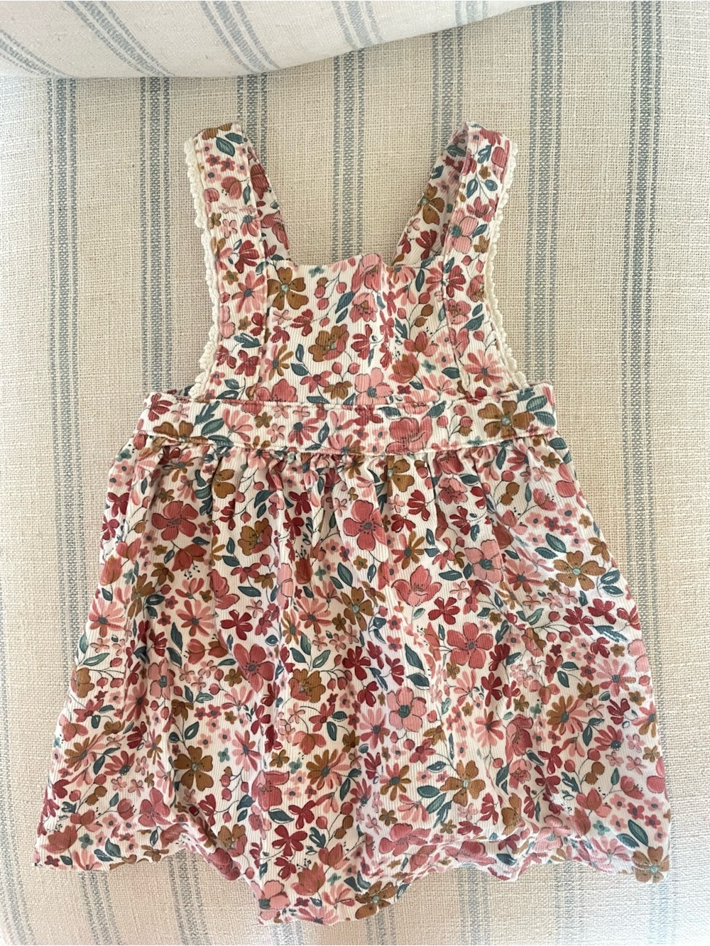 Tommy Bahama Floral Corduroy Overall Pinafore Dress 6-9M